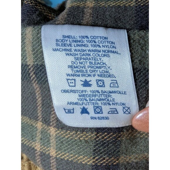 Lands End Chore Jacket Field Barn Coat Corduroy Trim Plaid Lined Tan Men Sz L T - Picture 9 of 13